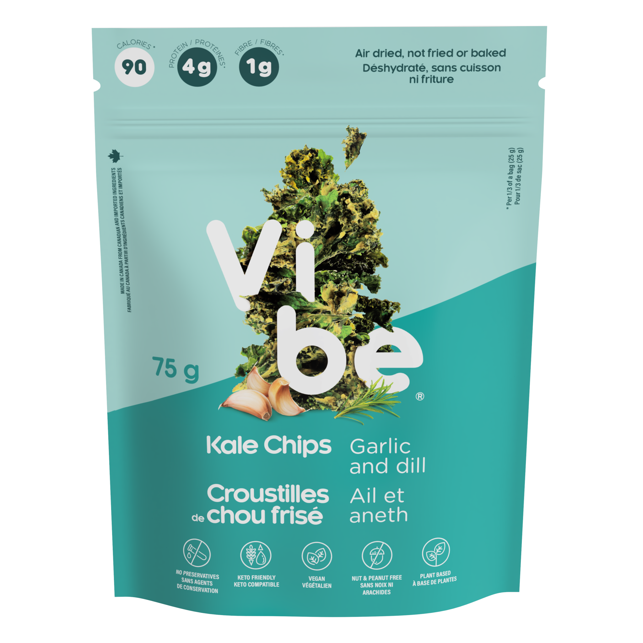 Garlic & Dill Kale Chips | Artisanal Snack | Vibe Foods